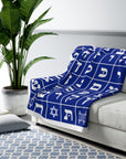 Blue & White Hebrew Alphabet Sherpa Blanket - Shop Israel