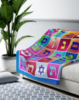 Colorful Hebrew Alphabet Sherpa Blanket - Shop Israel