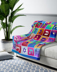 Colorful Hebrew Alphabet Sherpa Blanket - Shop Israel