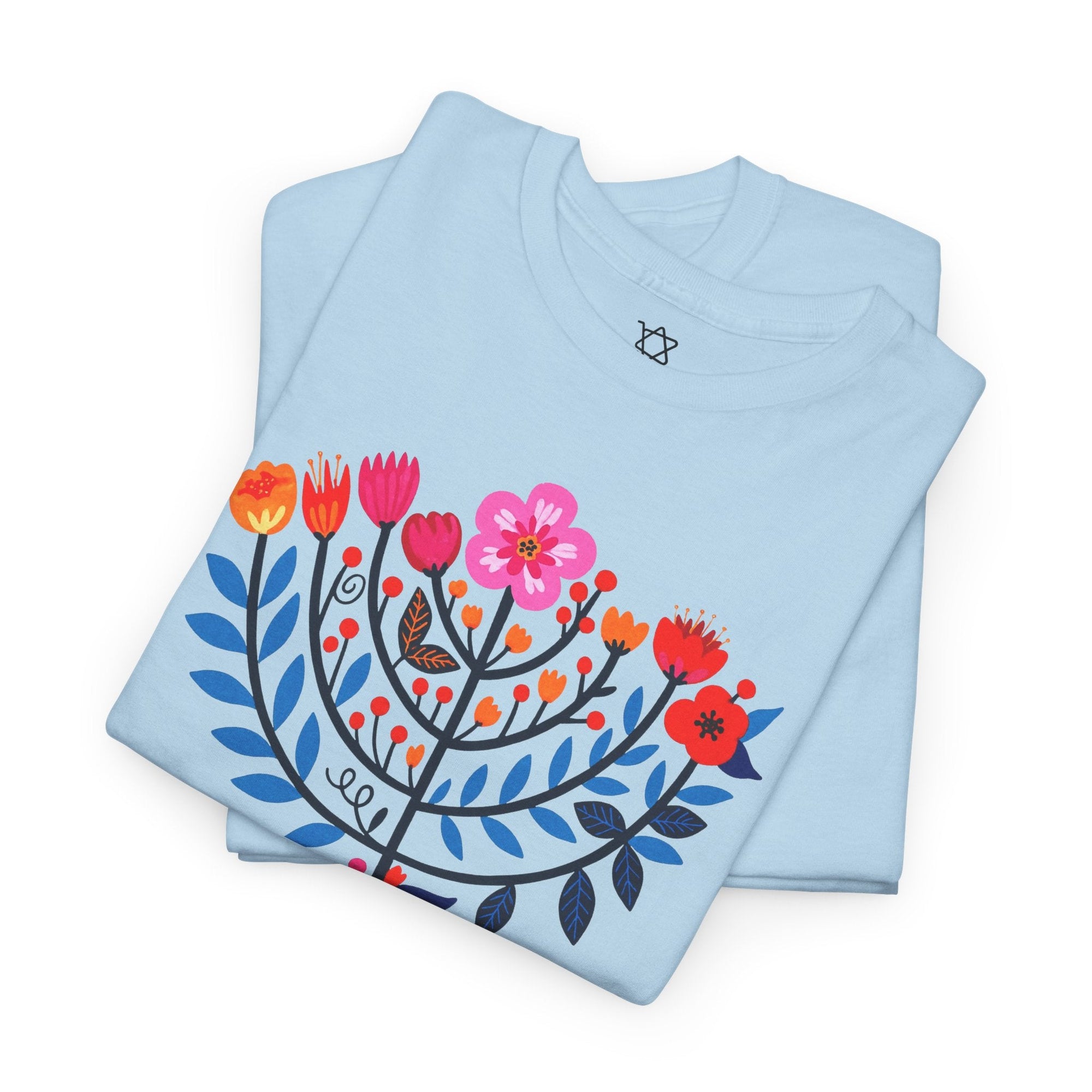 Flower Menorah T-Shirt - Shop Israel
