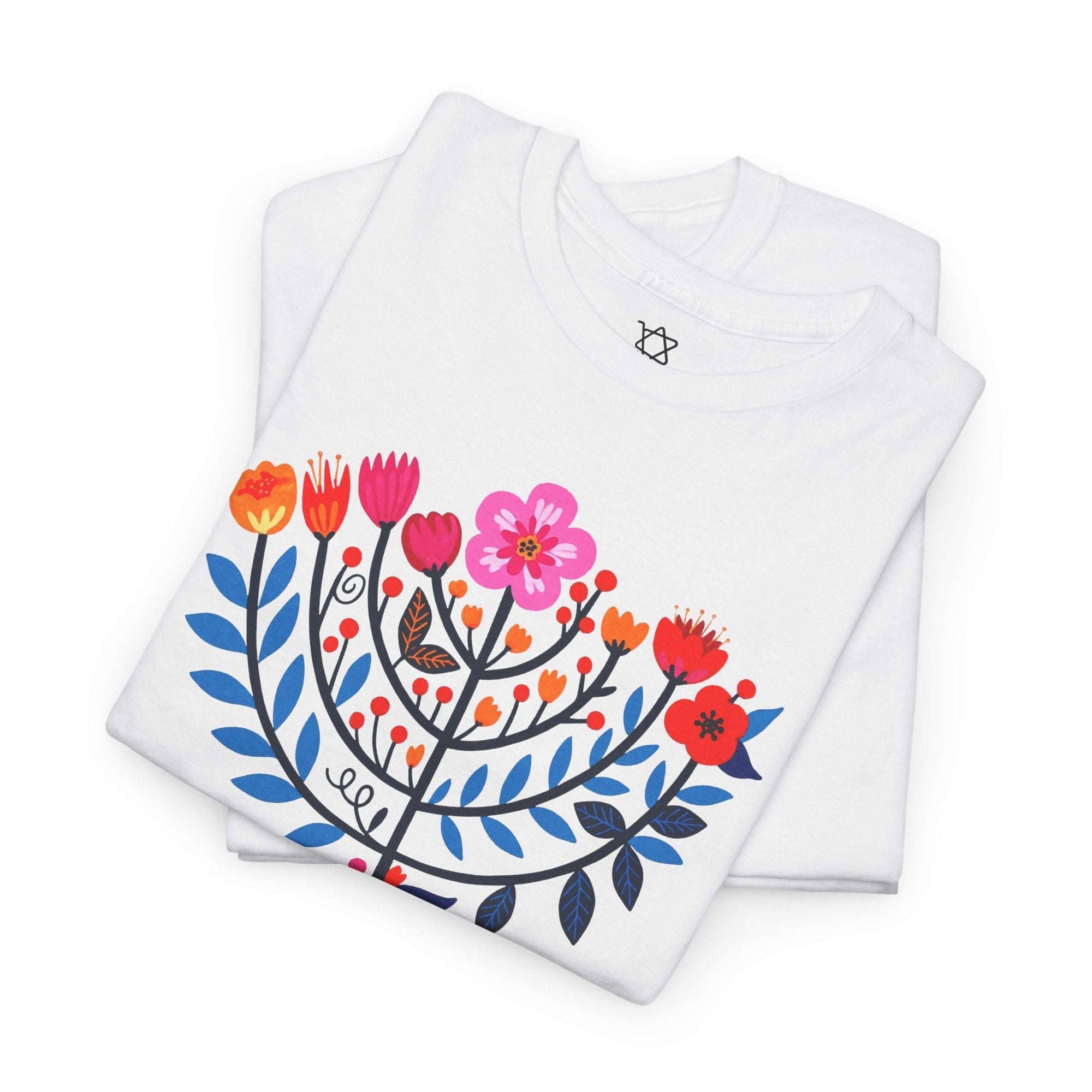 Flower Menorah T-Shirt - Shop Israel