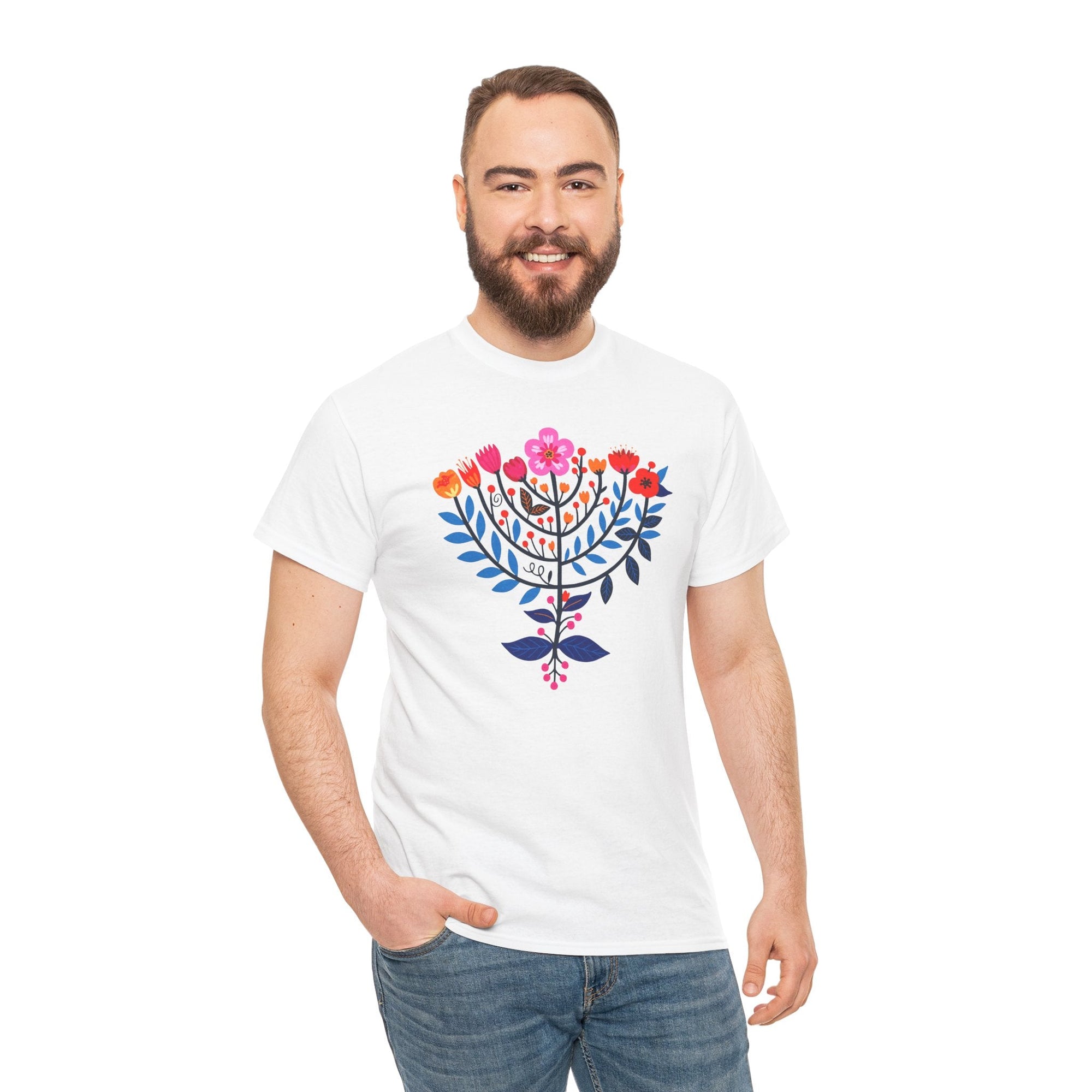 Flower Menorah T-Shirt - Shop Israel
