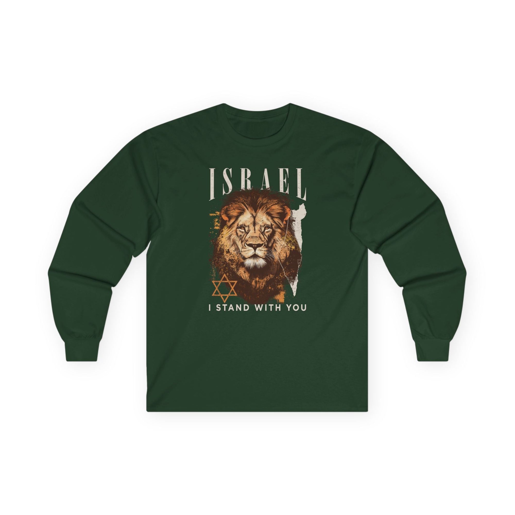 Israel I Stand With You Lion Long Sleeve T-Shirt - Shop Israel