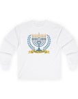 Menorah 'Happy Chanukah' Long Sleeve T-Shirt - Shop Israel