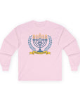 Menorah 'Happy Chanukah' Long Sleeve T-Shirt - Shop Israel