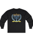 Menorah 'Happy Chanukah' Long Sleeve T-Shirt - Shop Israel