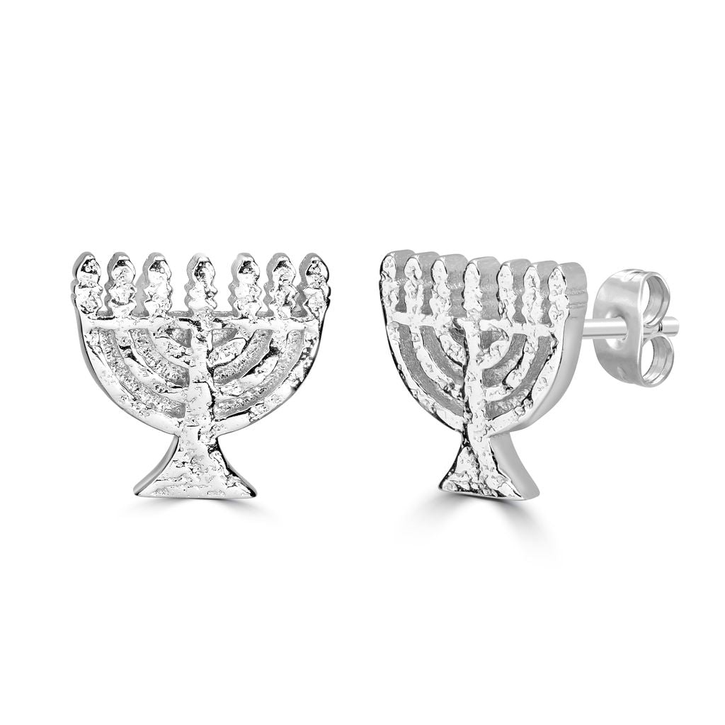Menorah Stud Earrings - Shop Israel