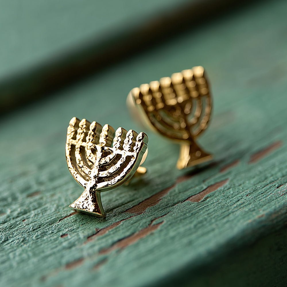 Menorah Stud Earrings - Shop Israel