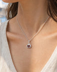 Pomegranate Necklace worn at the collarbone