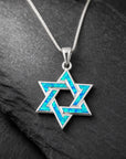 Shalom Star of David Necklace, editorial close-up on slate