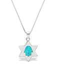Star of David Opal Hamsa Necklace - Shop Israel