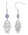 Studded Hamsa Hanging Earrings - Shop Israel