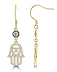 Studded Hamsa Hanging Earrings - Shop Israel