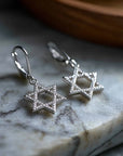 Studded Star of David Hanging Earrings - Shop Israel
