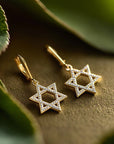 Studded Star of David Hanging Earrings - Shop Israel