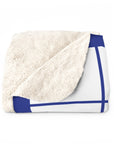 White & Blue Hebrew Alphabet Sherpa Blanket - Shop Israel