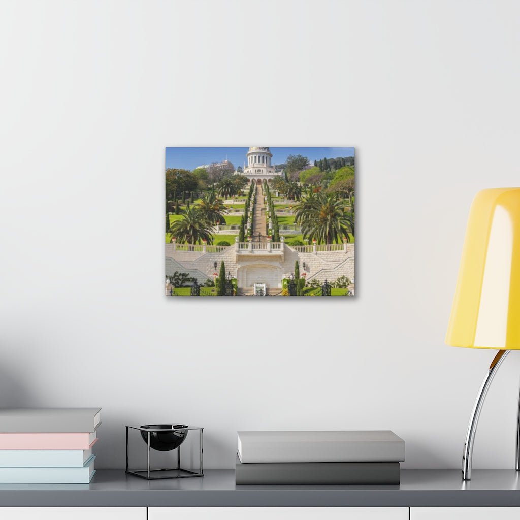 Stunning Bahai Gardens canvas art, capturing the beauty of Israel's UNESCO site - Shop Israel
