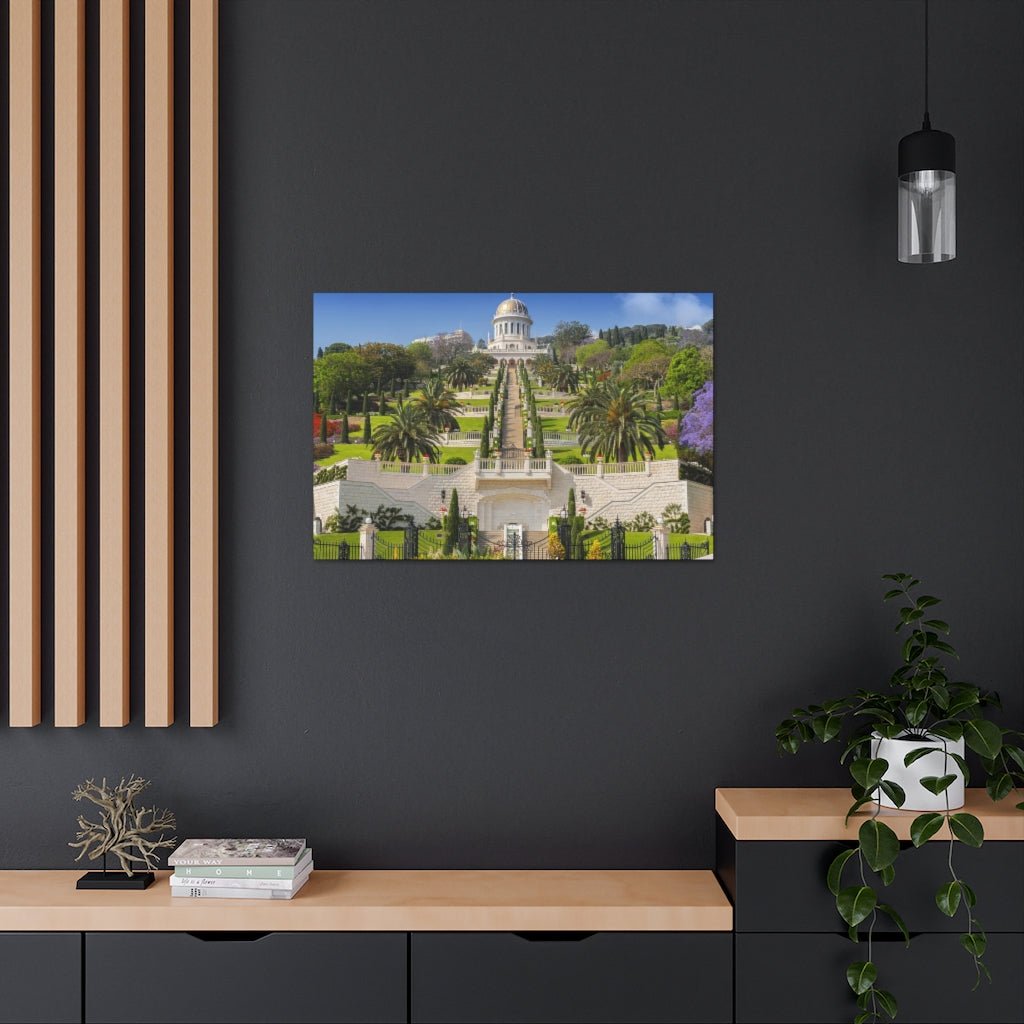 Elegant Bahai Gardens print, showcasing Haifa's breathtaking terraced gardens - Shop Israel