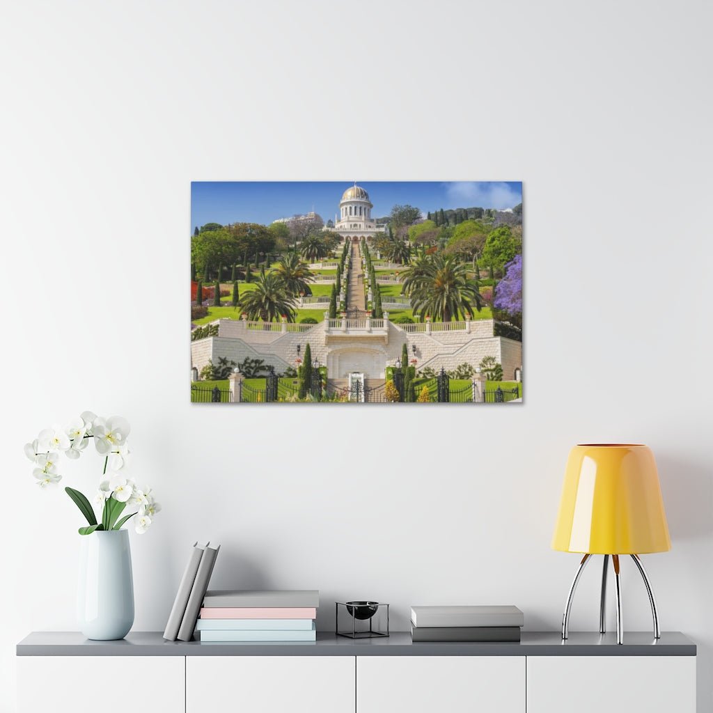 Stunning Bahai Gardens canvas art, capturing the beauty of Israel's UNESCO site - Shop Israel
