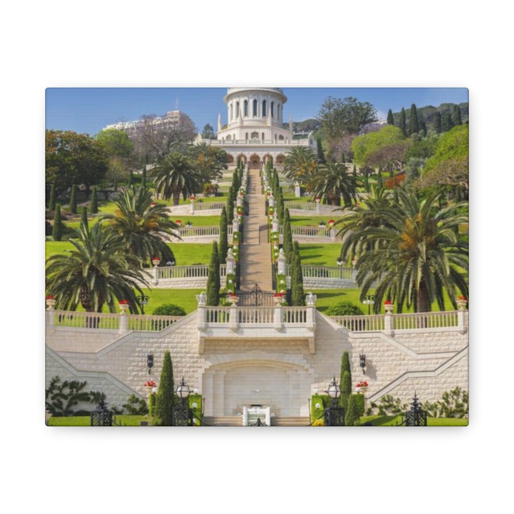 Beautiful Bahai Gardens premium canvas, perfect for Israel home decor lovers - Shop Israel