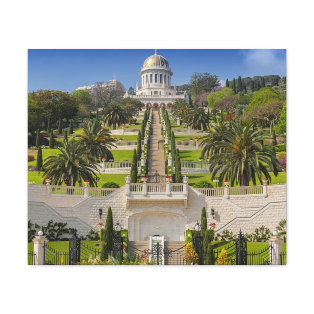 Stunning Bahai Gardens canvas art, capturing the beauty of Israel's UNESCO site - Shop Israel