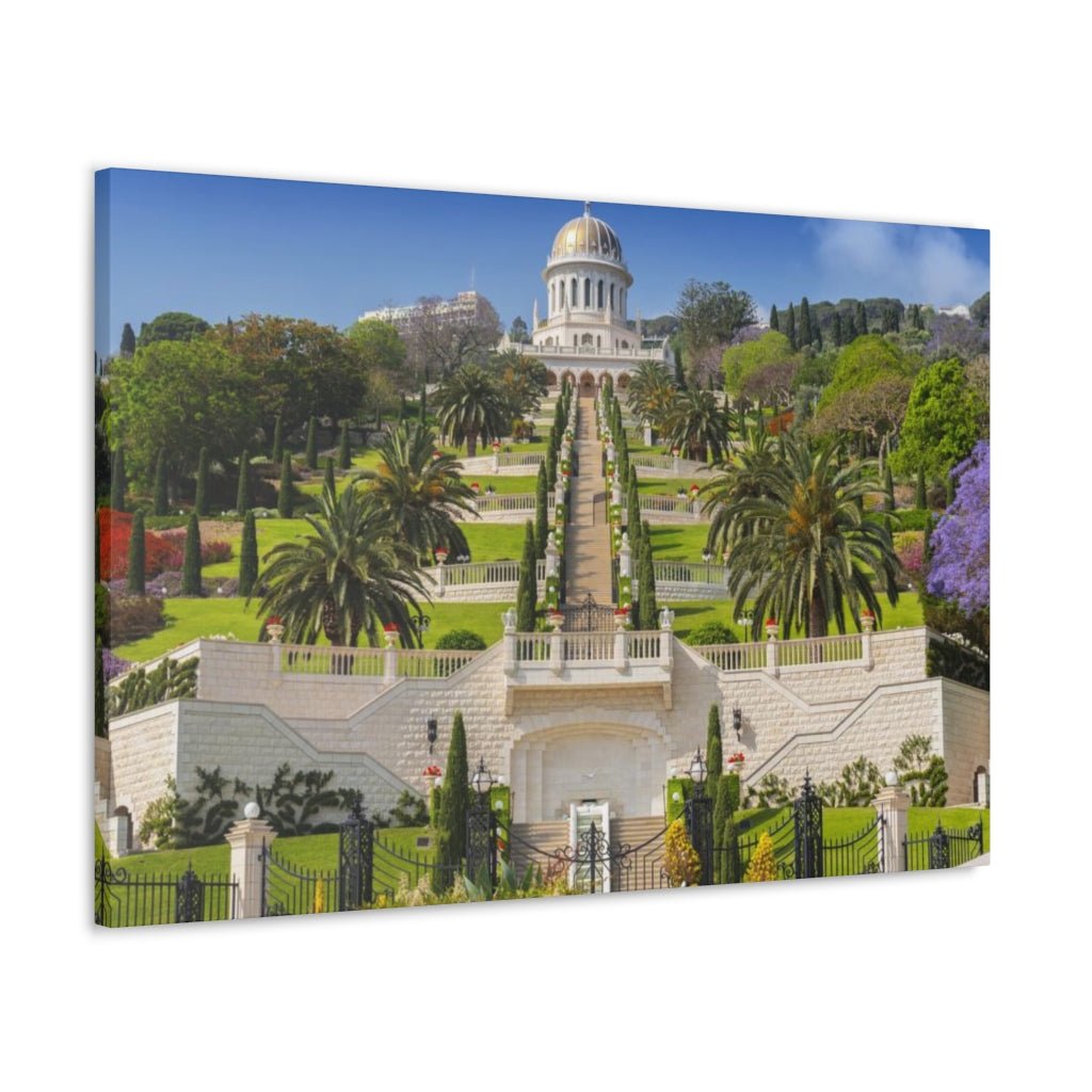 Elegant Bahai Gardens print, showcasing Haifa's breathtaking terraced gardens - Shop Israel