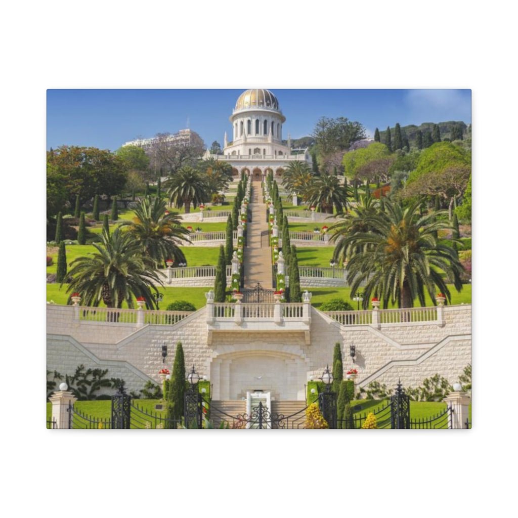Beautiful Bahai Gardens premium canvas, perfect for Israel home decor lovers - Shop Israel