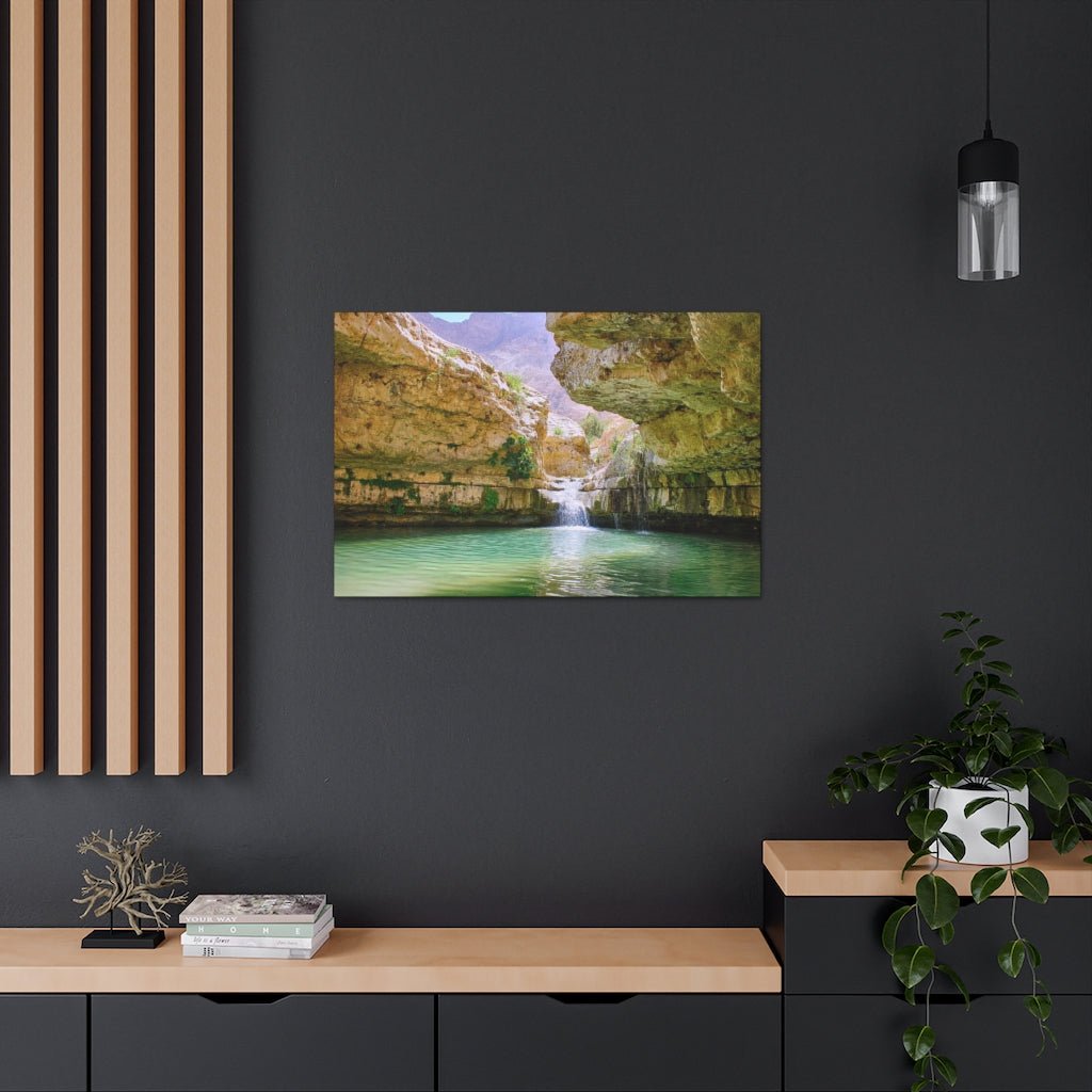 Shop Ein Gedi premium canvas online, featuring stunning desert waterfalls and wildlife - Shop Israel