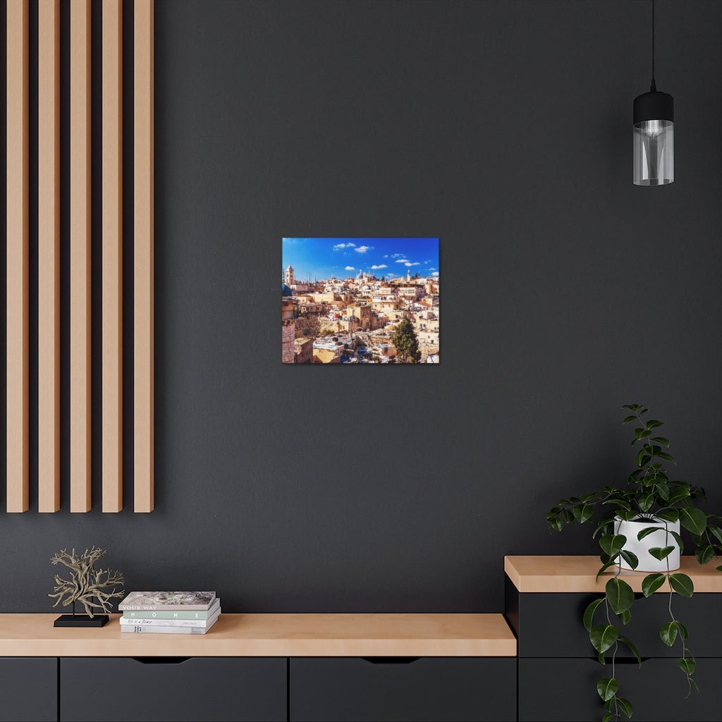 Stunning Old City rooftops wall art - premium Israel canvas print.