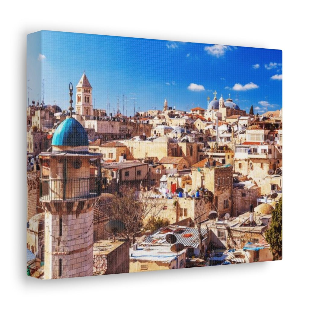 Roofs of Old City premium canvas featuring Jerusalem's historic skyline.