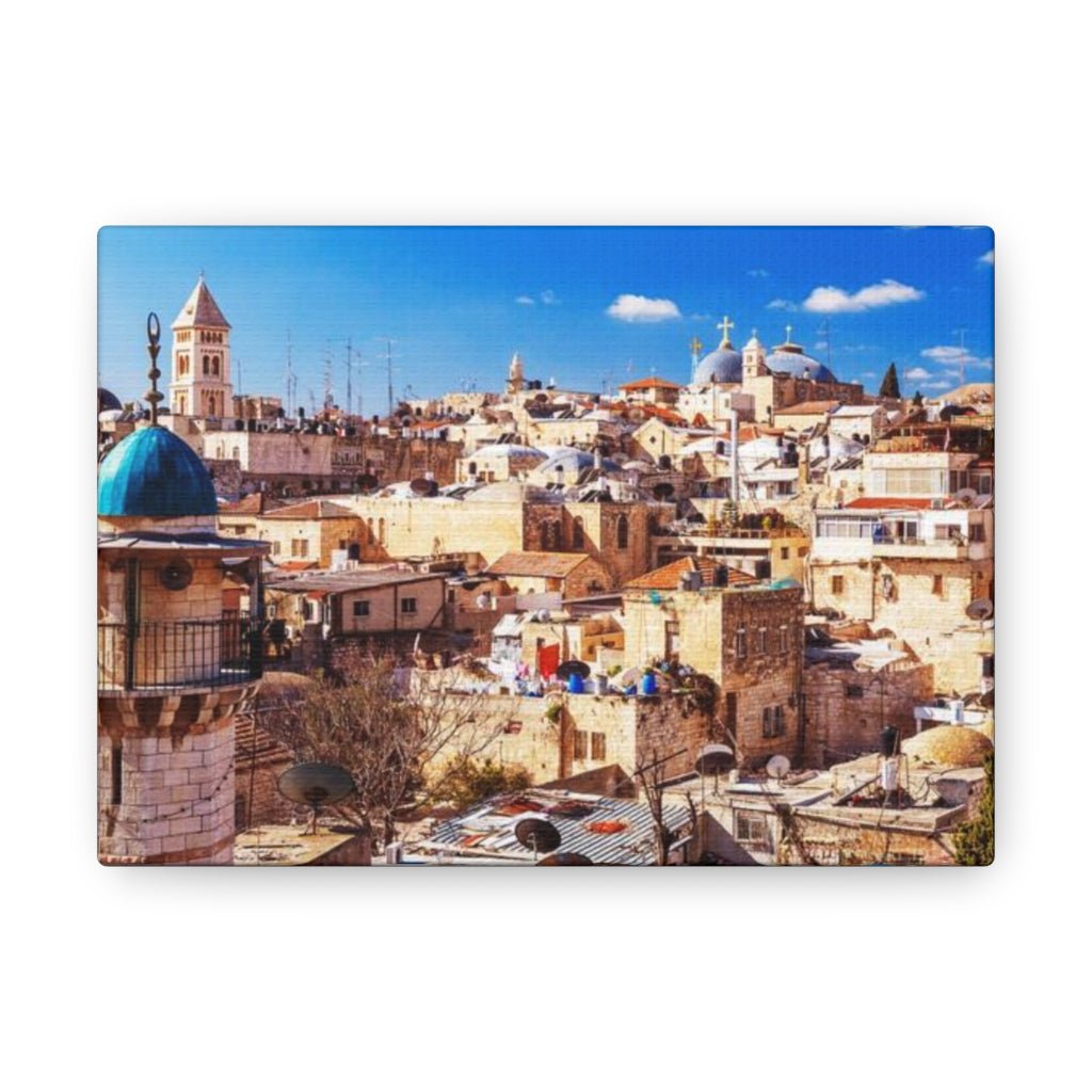 Roofs of Old City premium canvas featuring Jerusalem's historic skyline.
