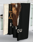 Israel I Stand With You Lion Sherpa Blanket (Black)