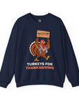 Turkeys for Thanksgiving Sweatshirt in Navy - Shop Israel