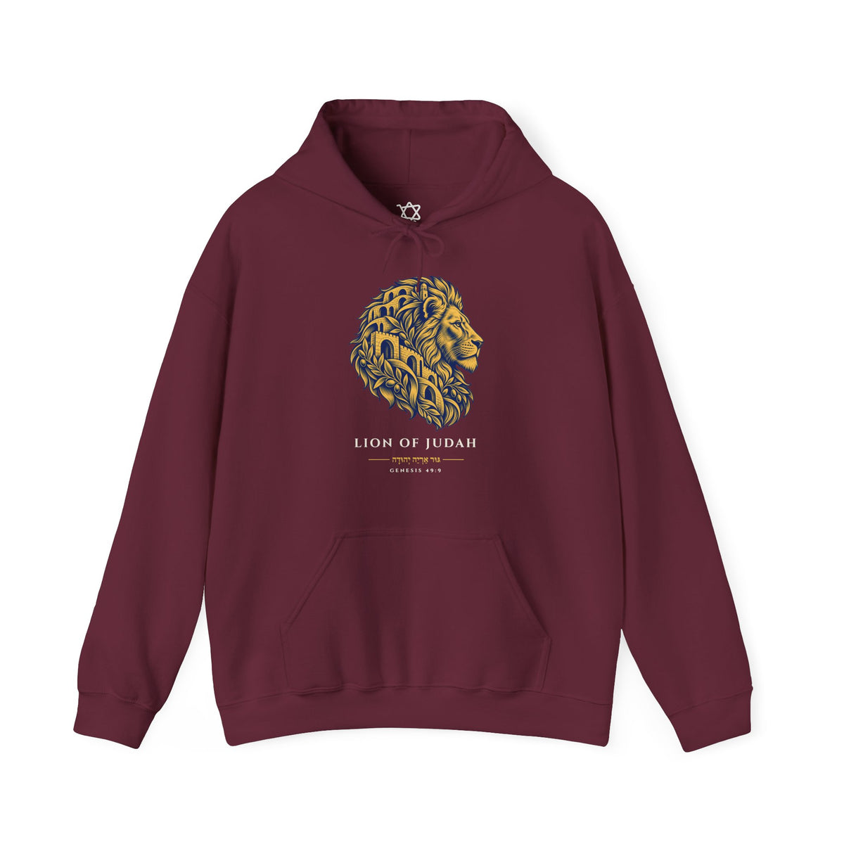 Jerusalem Lion of Judah Hoodie in Maroon - Shop Israel