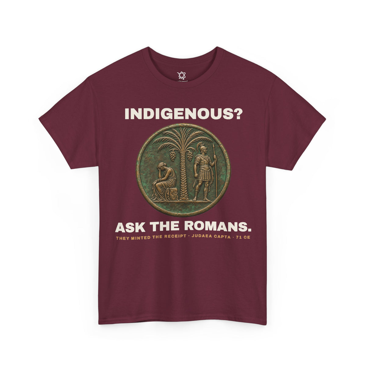 Ask the Romans T-Shirt in Maroon - Shop Israel