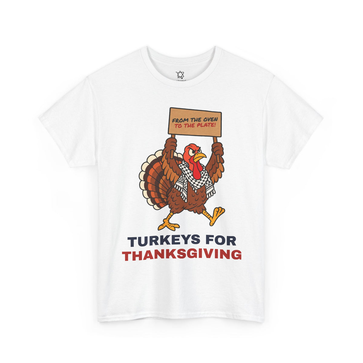 Turkeys for Thanksgiving T-Shirt in White - Shop Israel