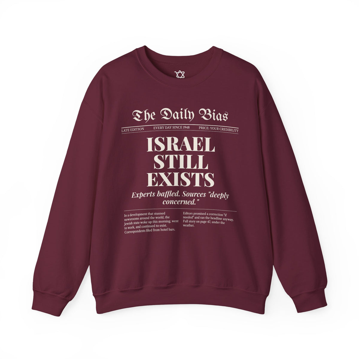 The Daily Bias Sweatshirt in Maroon - Shop Israel