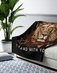 Israel I Stand With You Lion Sherpa Blanket (Black)