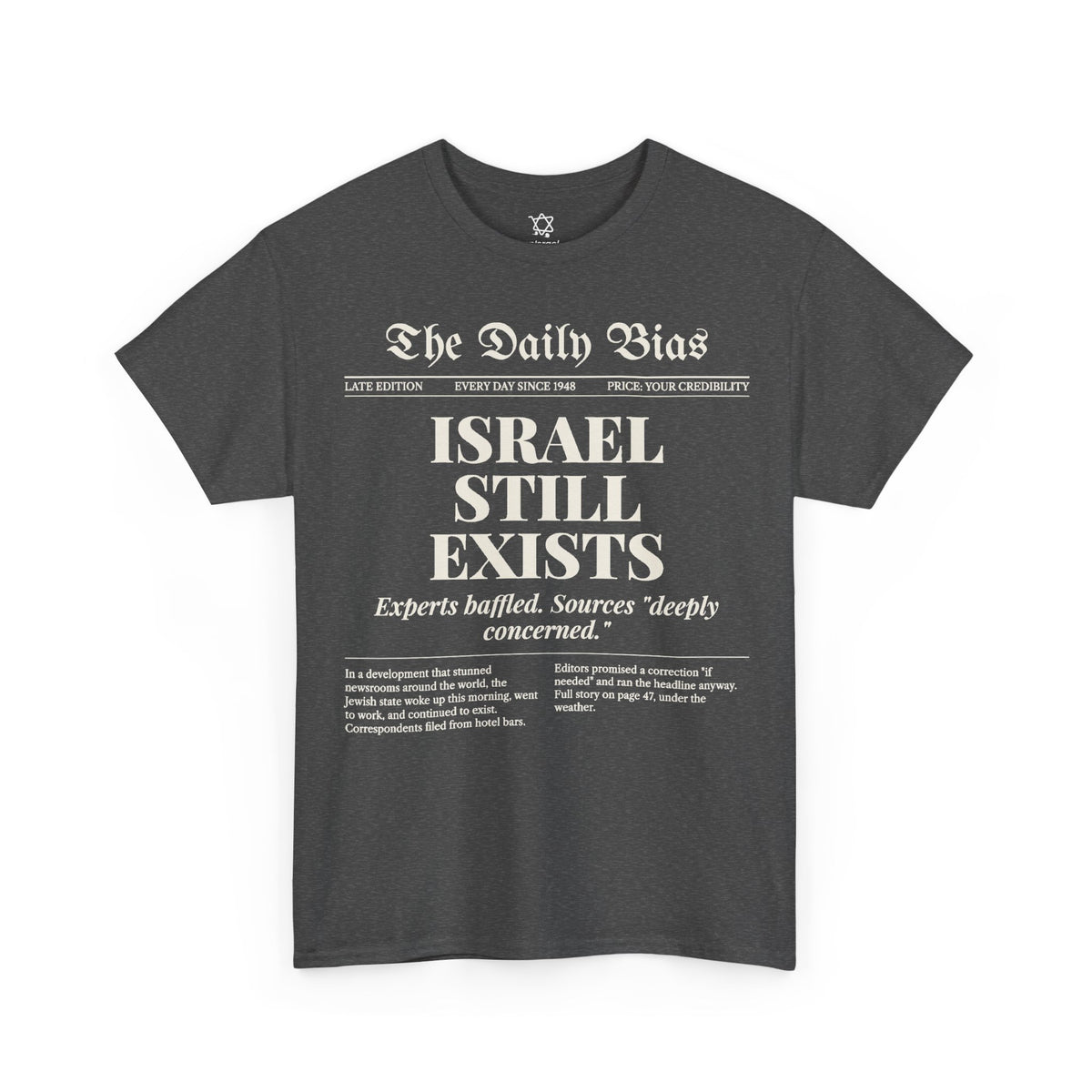 The Daily Bias T-Shirt in Dark Heather - Shop Israel