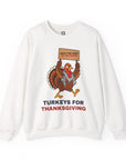 Turkeys for Thanksgiving Sweatshirt in White - Shop Israel