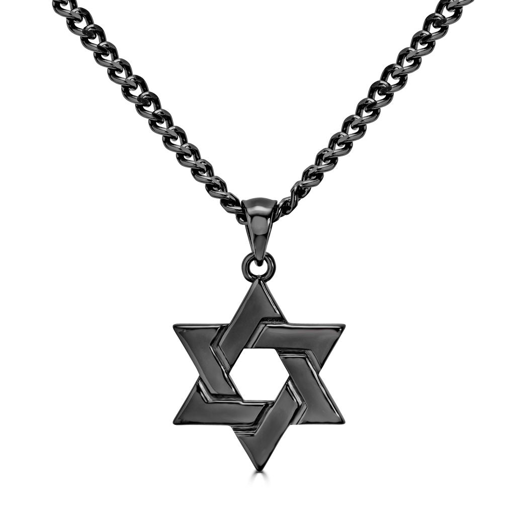 All Black Stainless Steel Star of David Necklace