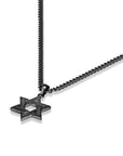 All Black Stainless Steel Star of David Necklace, side view
