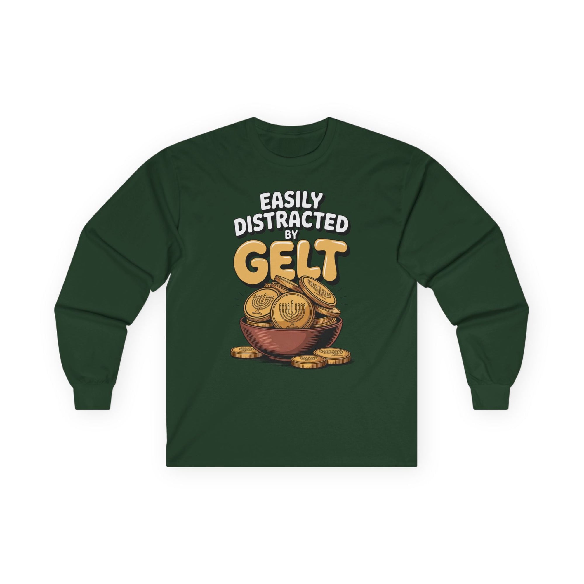 Distracted By Gelt Long Sleeve T-Shirt - Shop Israel
