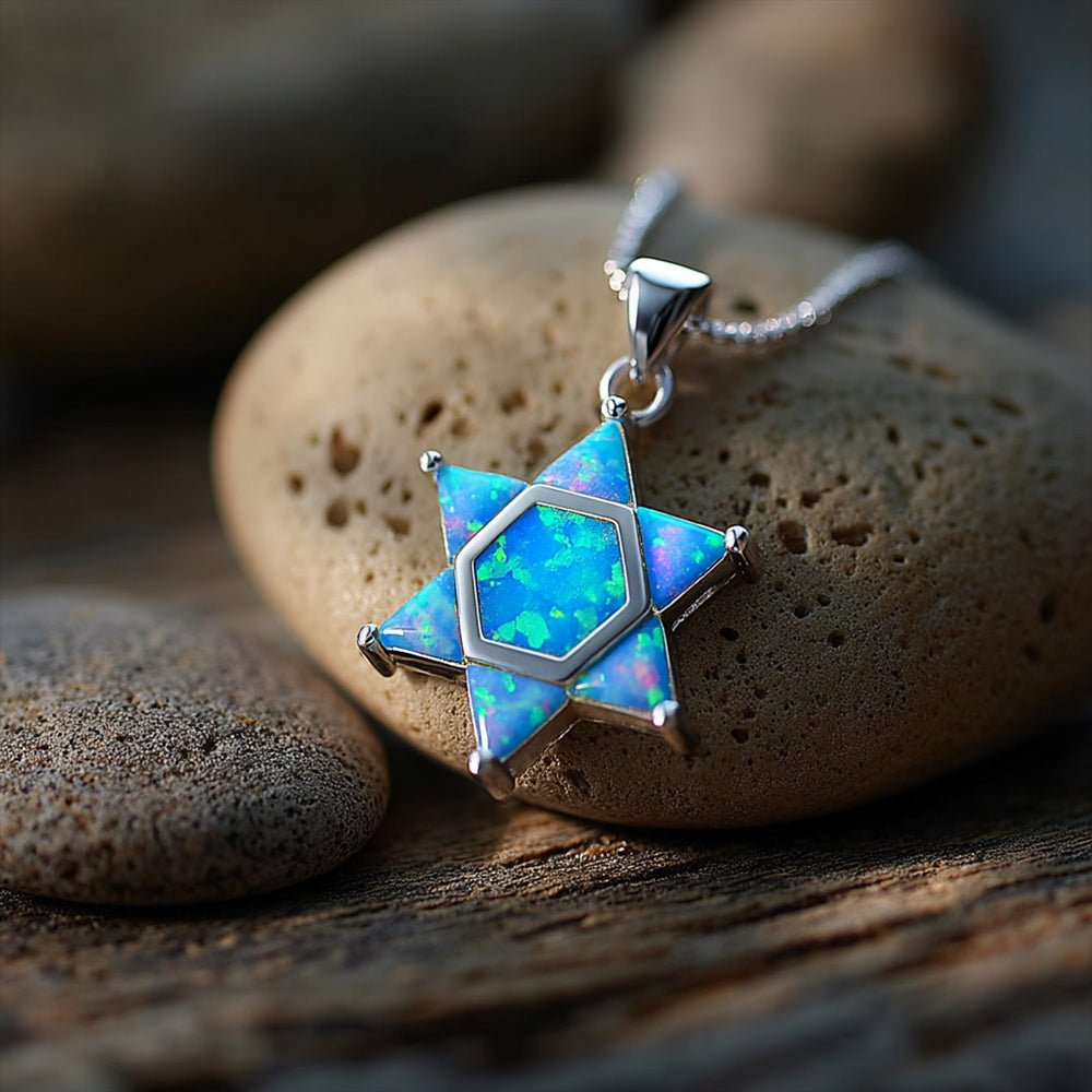 Elegant Opal Star of David Necklace - Shop Israel