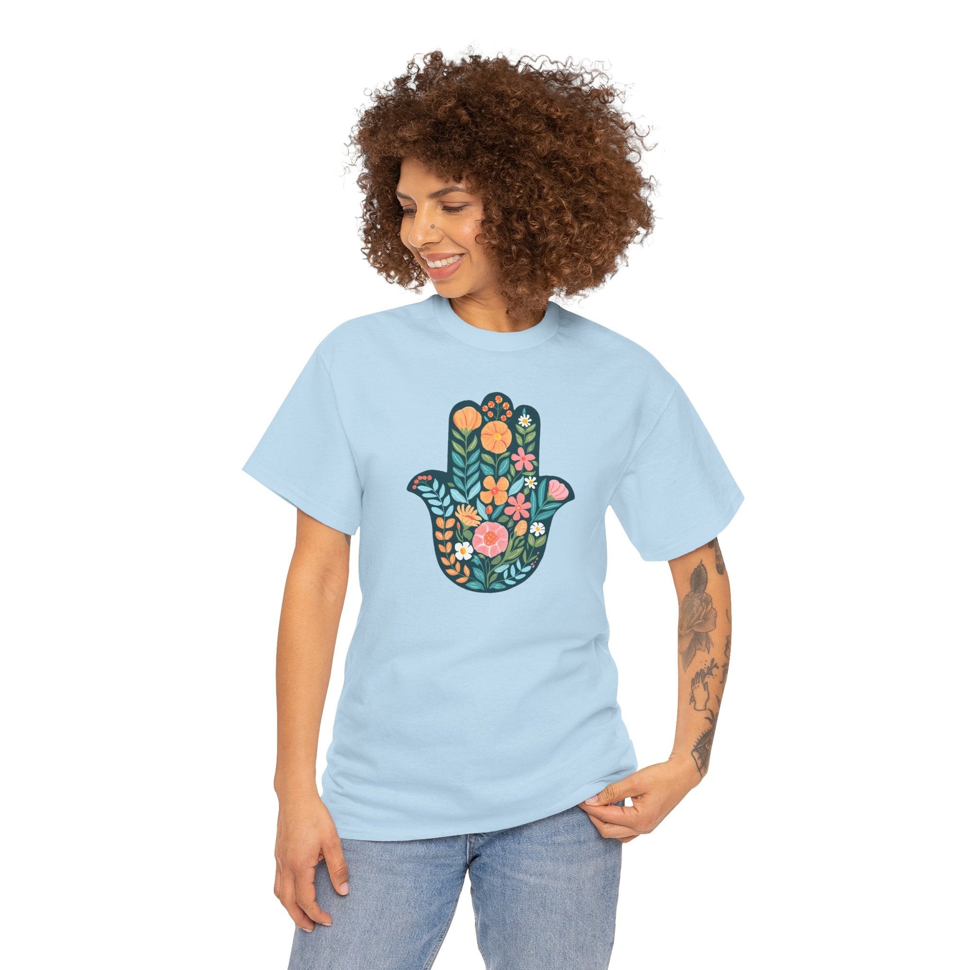 Flower Hamsa T-Shirt - Shop Israel