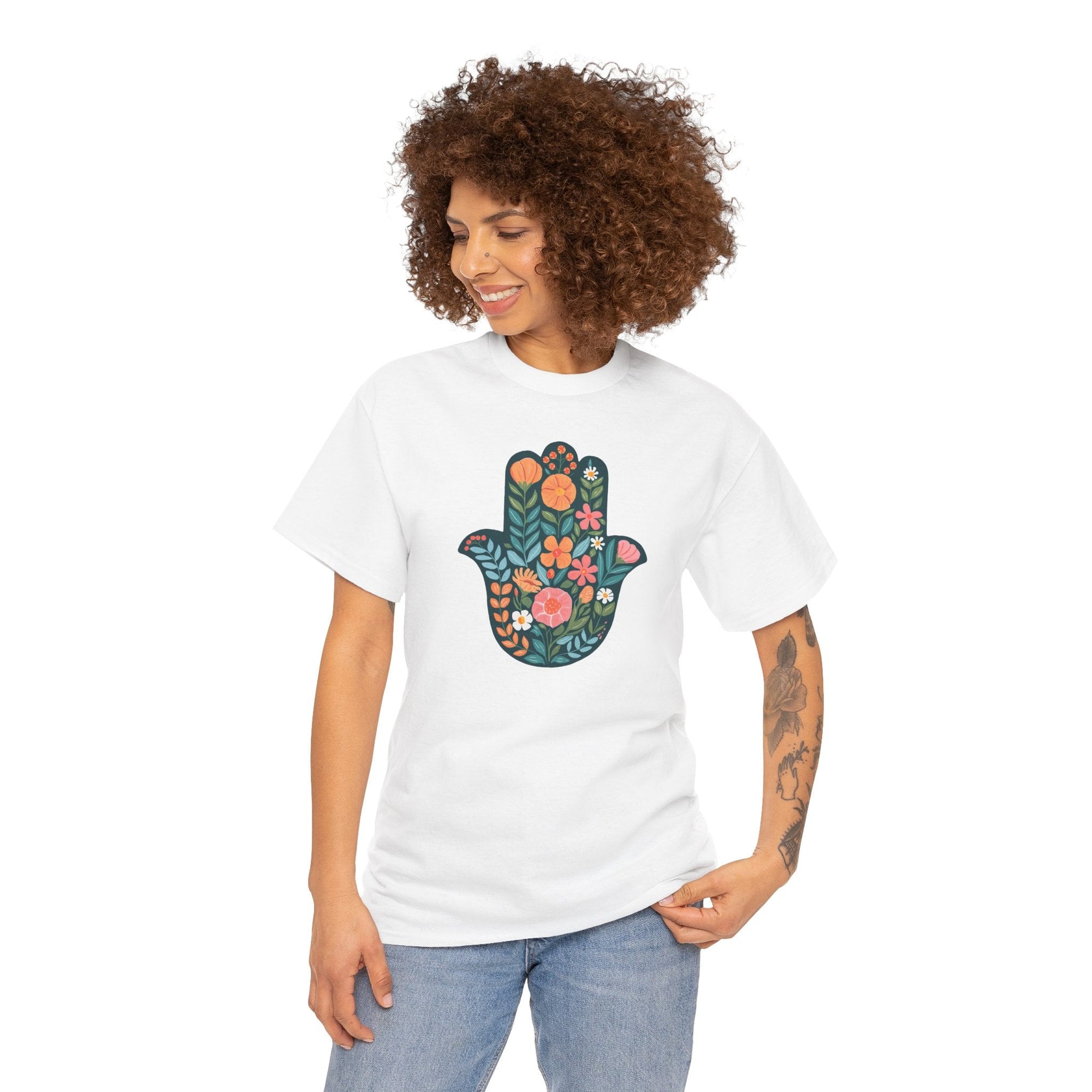 Flower Hamsa T-Shirt - Shop Israel