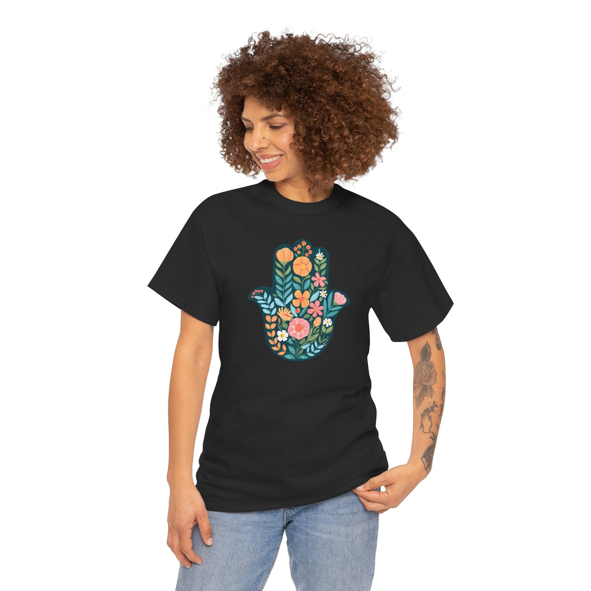 Flower Hamsa T-Shirt - Shop Israel