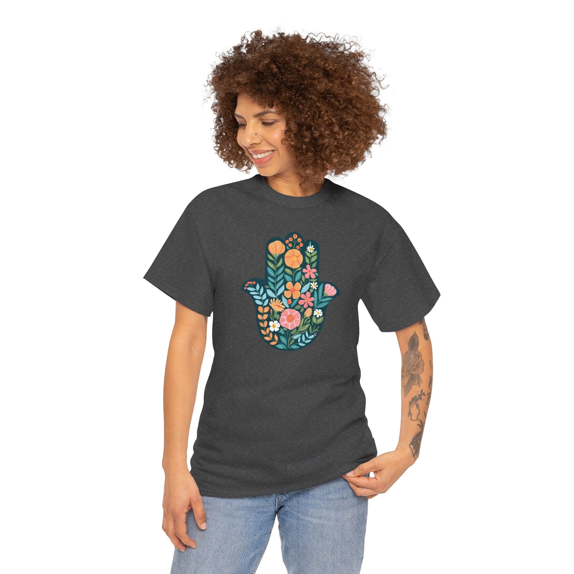 Flower Hamsa T-Shirt - Shop Israel