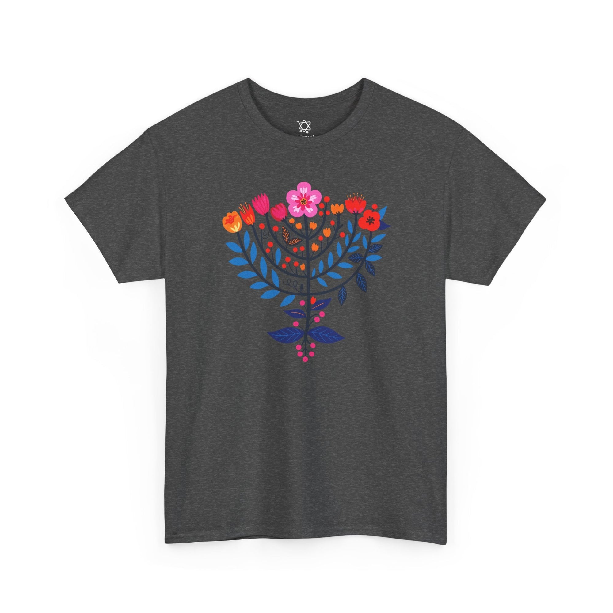 Flower Menorah T-Shirt - Shop Israel