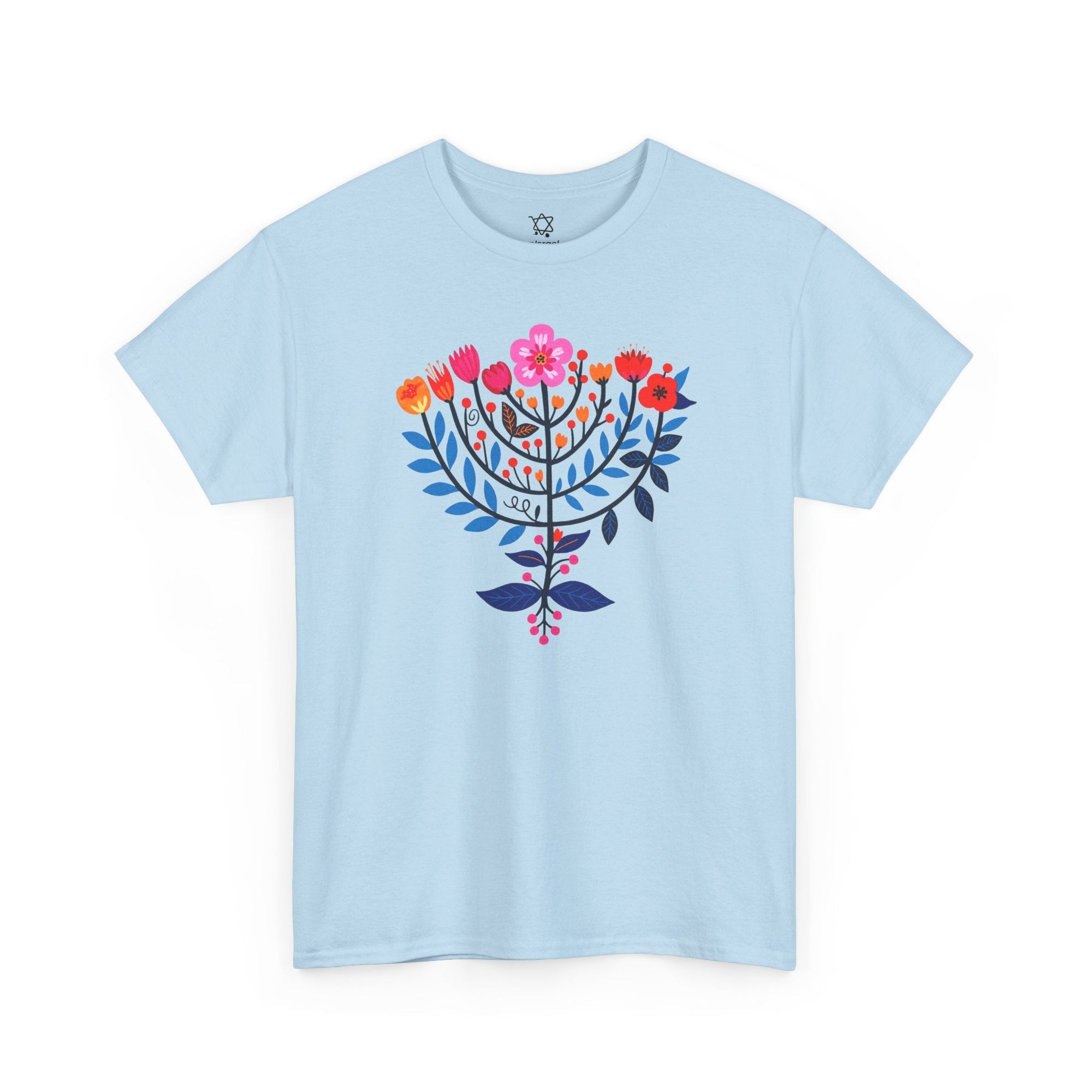 Flower Menorah T-Shirt - Shop Israel